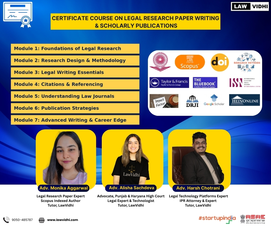 Certificate course on Legal Research Paper writing & Scholarly Publications